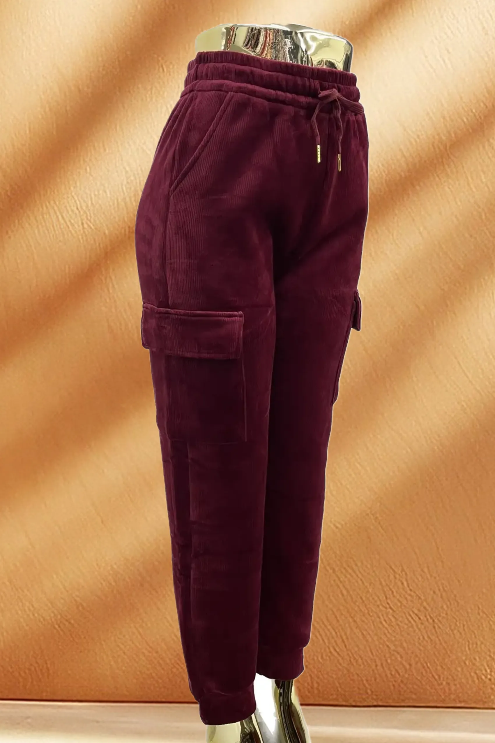 Corduroy Cargo Joggers with Fleece