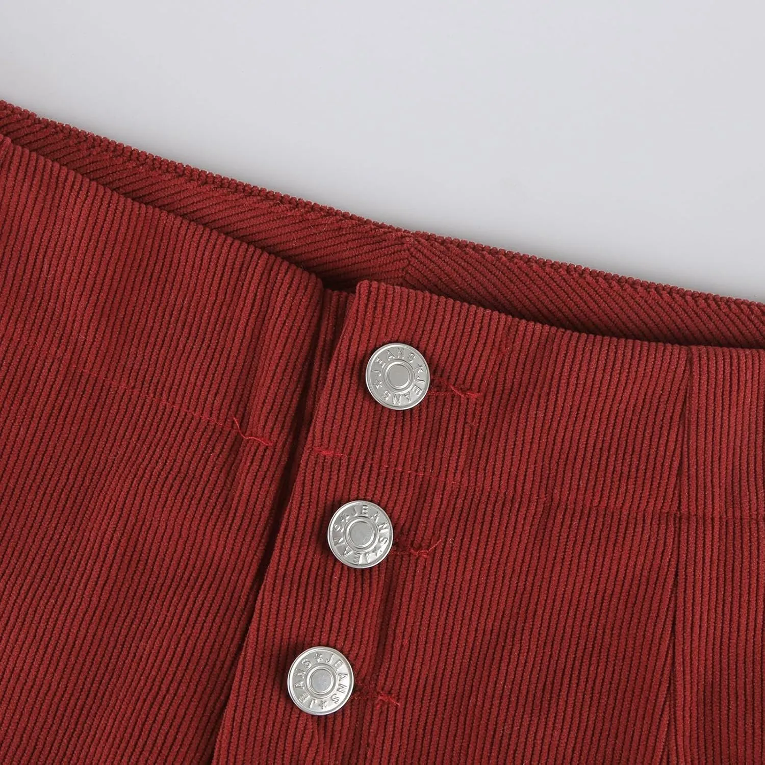 Corduroy Pants Women Button Barrel Low Rise Pants Cropped Casual Pants Wide Leg Snkle Pants Stretchy Trouser with Pocket