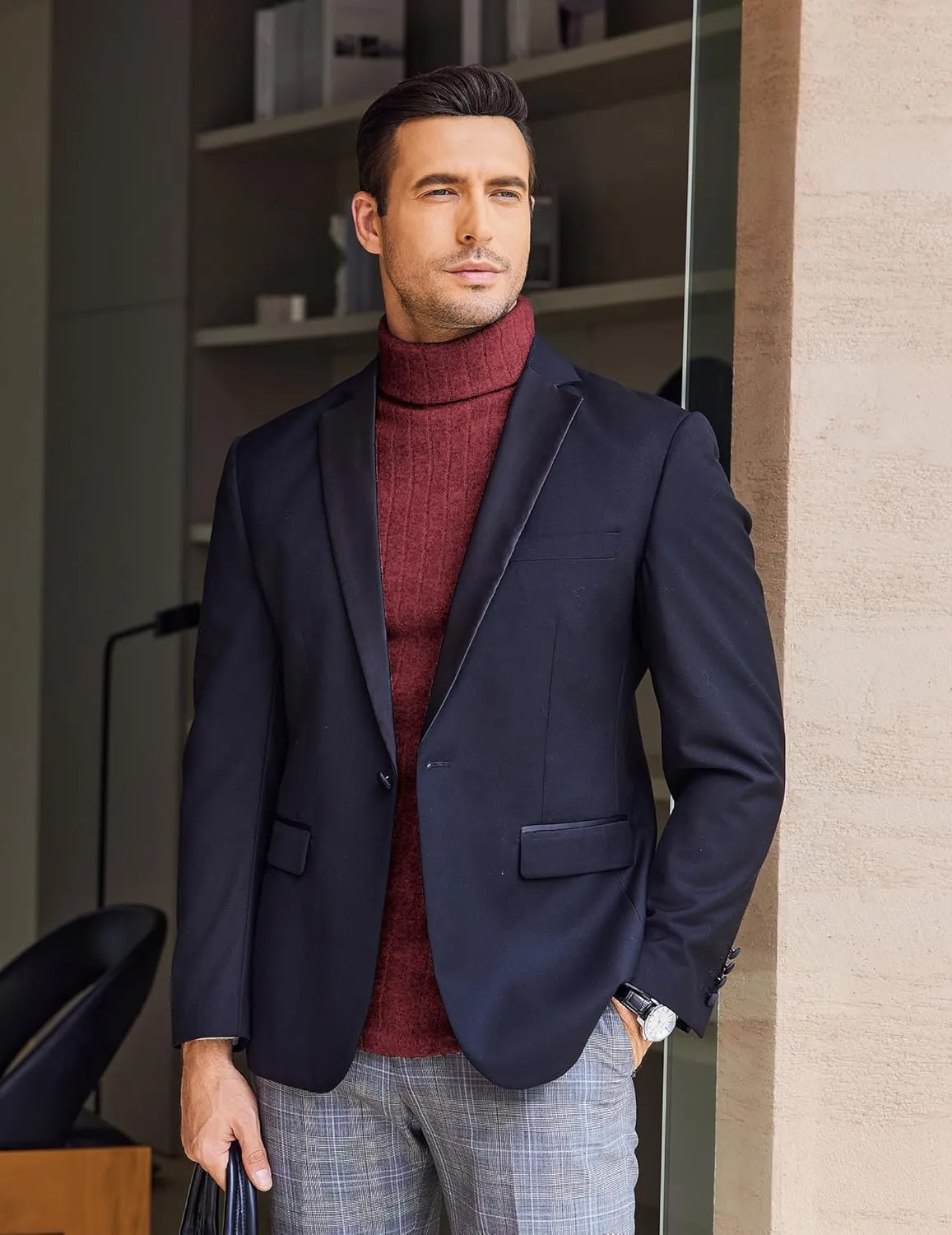 Ekouaer Men Turtleneck Shirts Lightweight Long Sleeve T Shirt Ribbed Thermal Tops Baselayer Pullover S-XXL