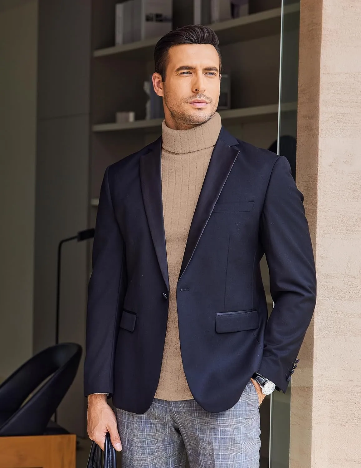 Ekouaer Men Turtleneck Shirts Lightweight Long Sleeve T Shirt Ribbed Thermal Tops Baselayer Pullover S-XXL