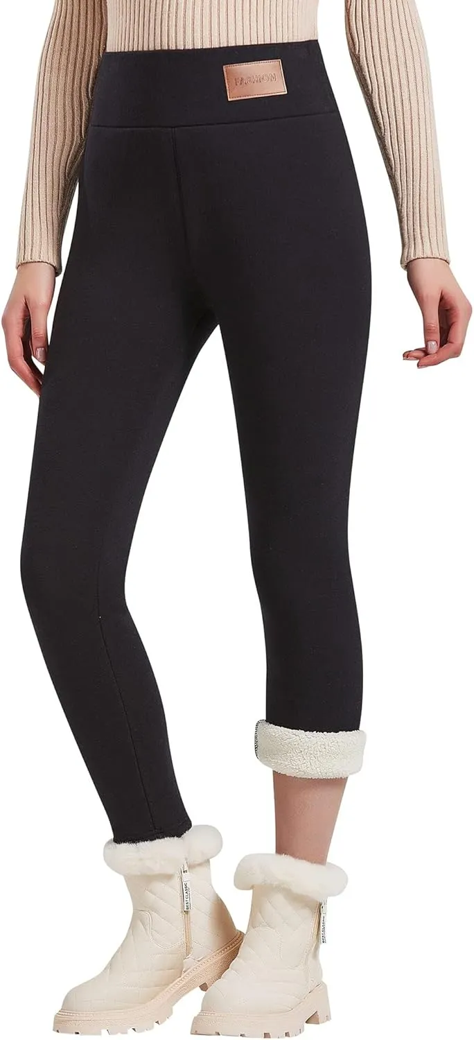 Fleece Lined Leggings Women Cashmere Warm Winter Pants Stretchy Soft High Waist Tights Thick Thermal Sweatpants