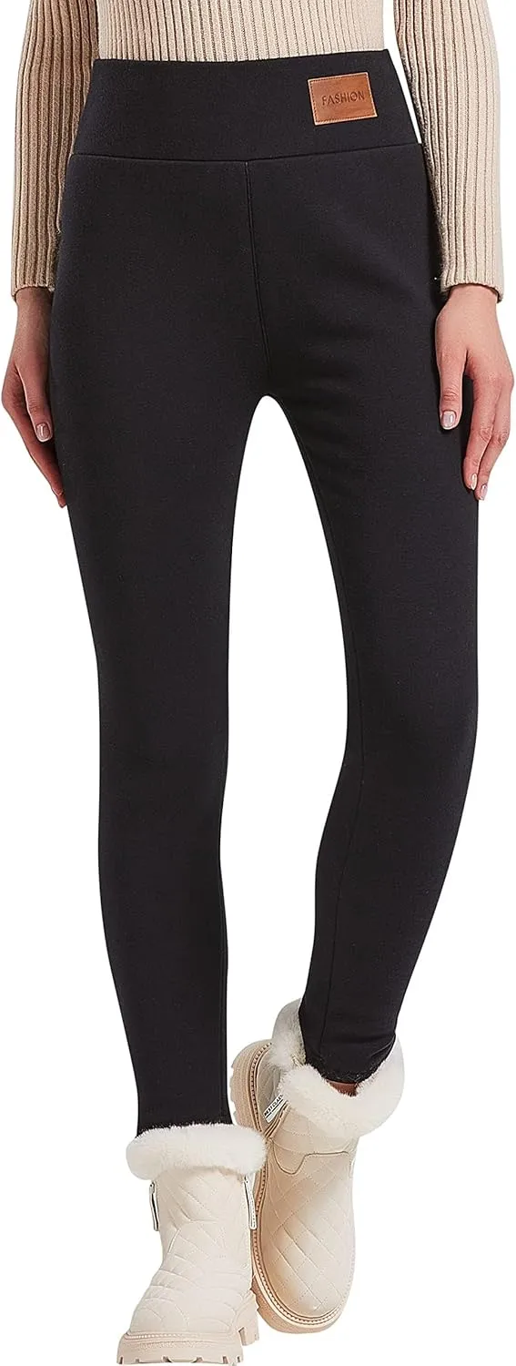 Fleece Lined Leggings Women Cashmere Warm Winter Pants Stretchy Soft High Waist Tights Thick Thermal Sweatpants