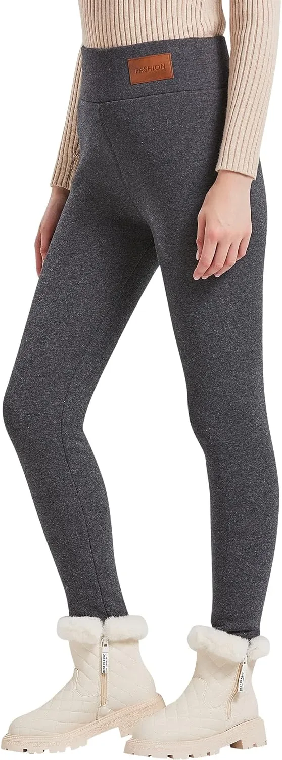 Fleece Lined Leggings Women Cashmere Warm Winter Pants Stretchy Soft High Waist Tights Thick Thermal Sweatpants