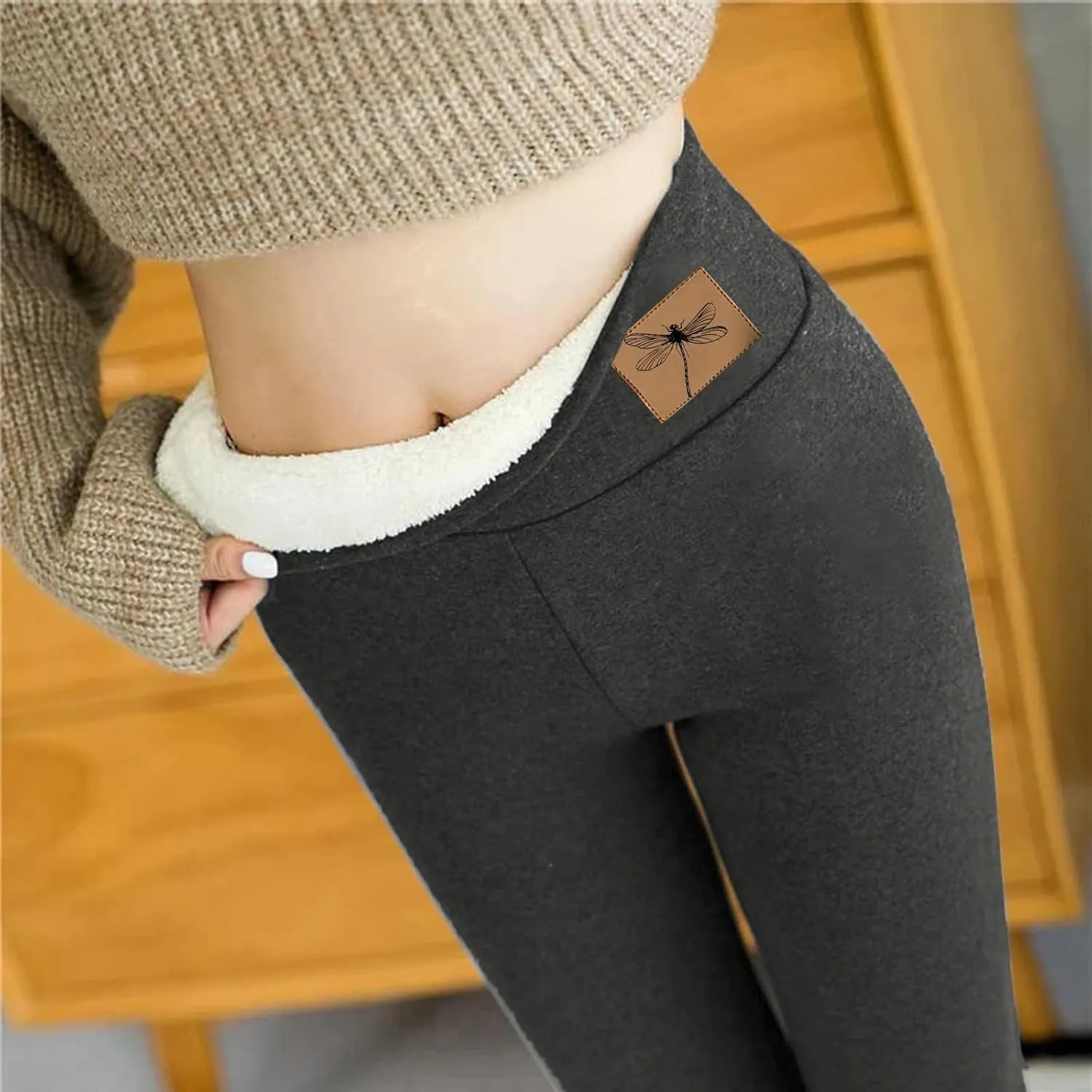 Fleece Lined Leggings Women High Waisted Warm Winter Thermal Yoga Pants Tummy Control Soft Tights for Hiking Workout