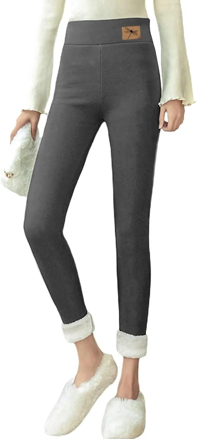 Fleece Lined Leggings Women High Waisted Warm Winter Thermal Yoga Pants Tummy Control Soft Tights for Hiking Workout