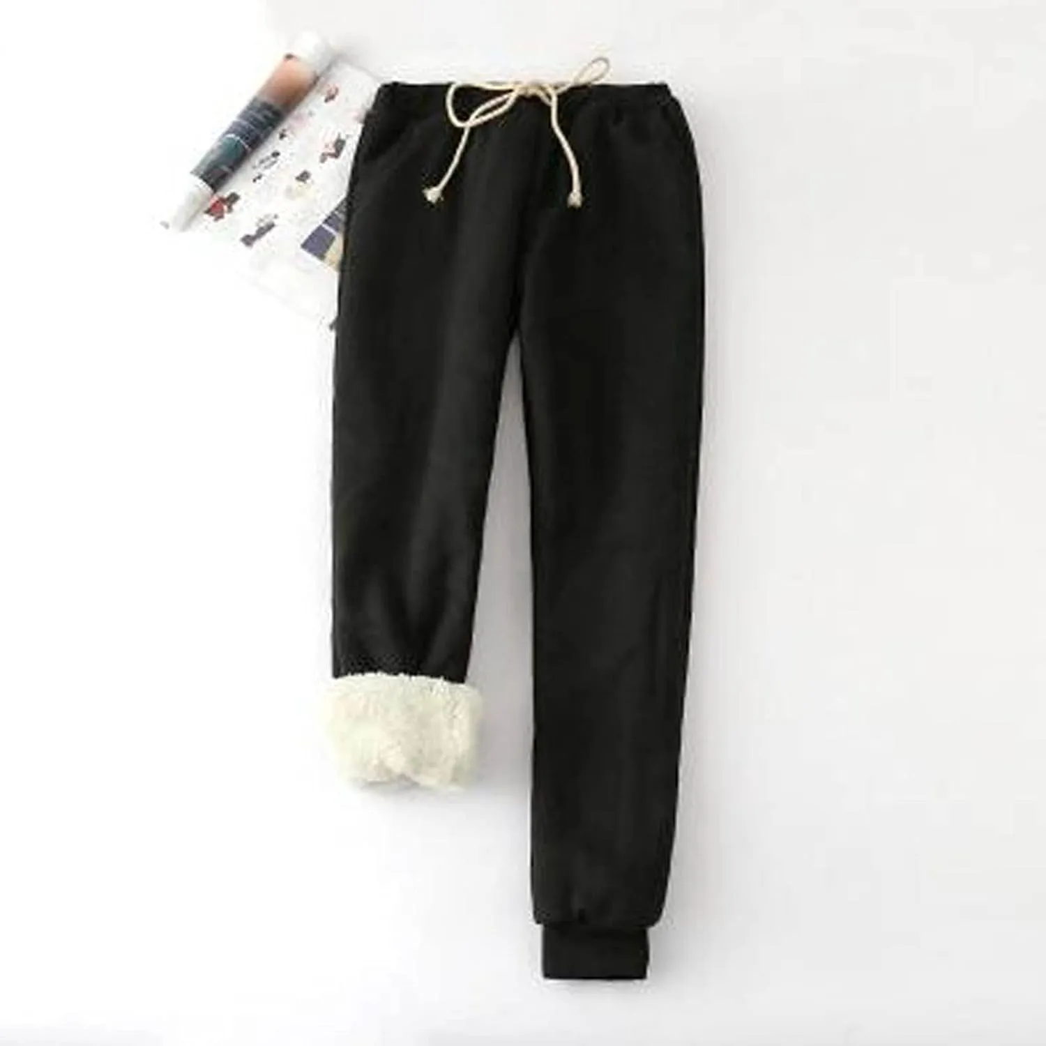 Fleece Lined Pants Women Winter Warm Sherpa Lined Sweatpants Jogger Thick Thermal Pants for Women Drawstring Pants