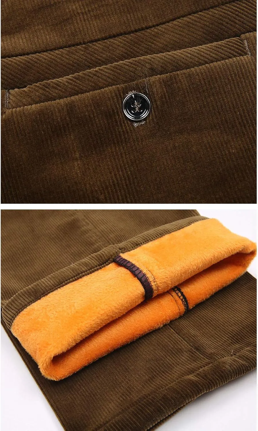 Flygo Men's Classic Fit Warm Fleece Lined Straight Leg Corduroy Pant Non-Iron