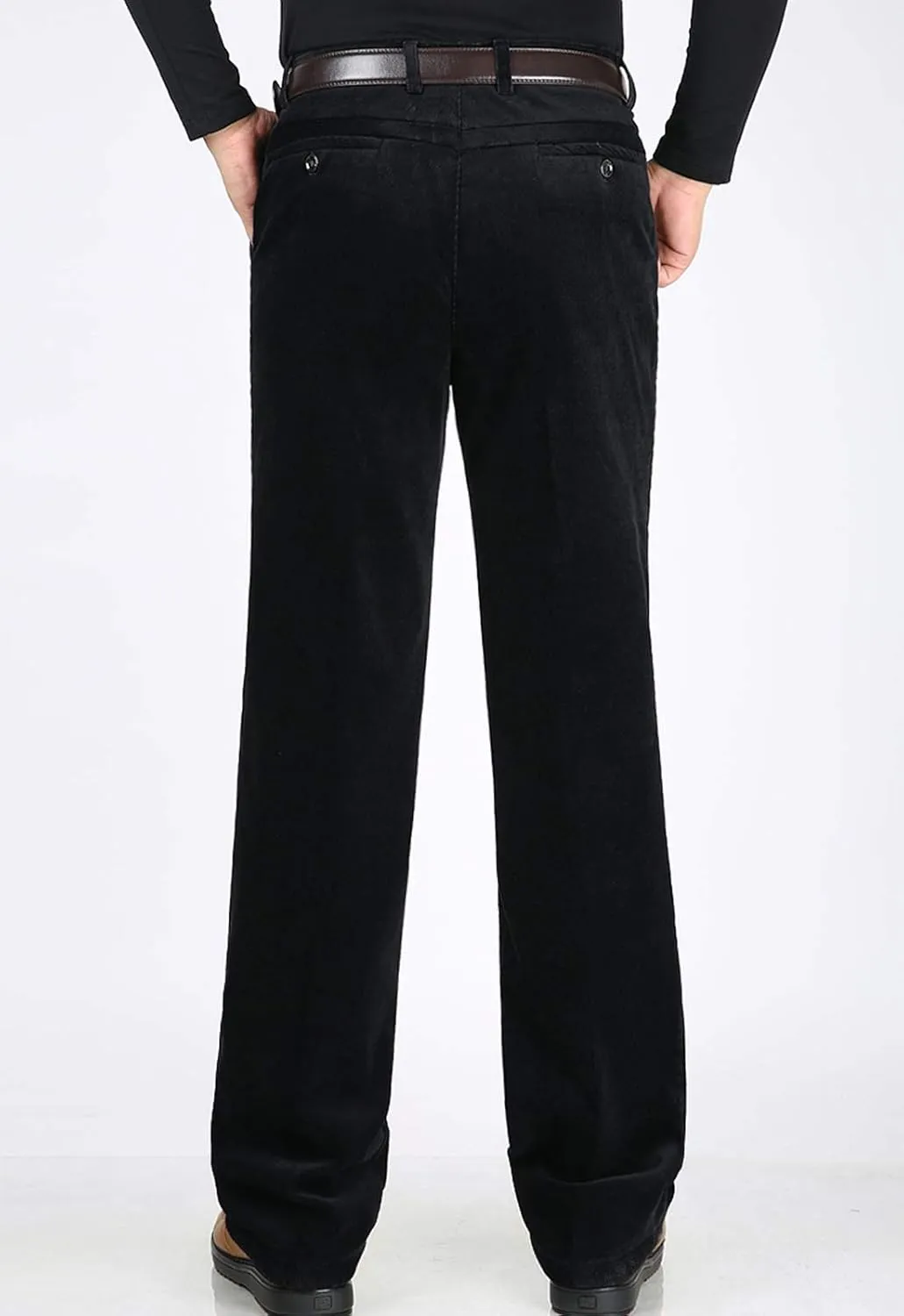 Flygo Men's Classic Fit Warm Fleece Lined Straight Leg Corduroy Pant Non-Iron