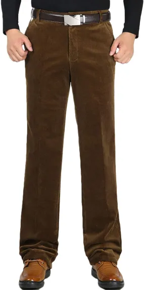 Flygo Men's Classic Fit Warm Fleece Lined Straight Leg Corduroy Pant Non-Iron