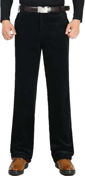 Flygo Men's Classic Fit Warm Fleece Lined Straight Leg Corduroy Pant Non-Iron