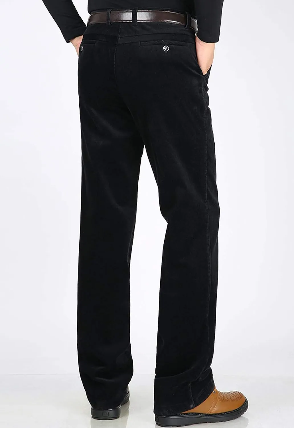 Flygo Men's Classic Fit Warm Fleece Lined Straight Leg Corduroy Pant Non-Iron