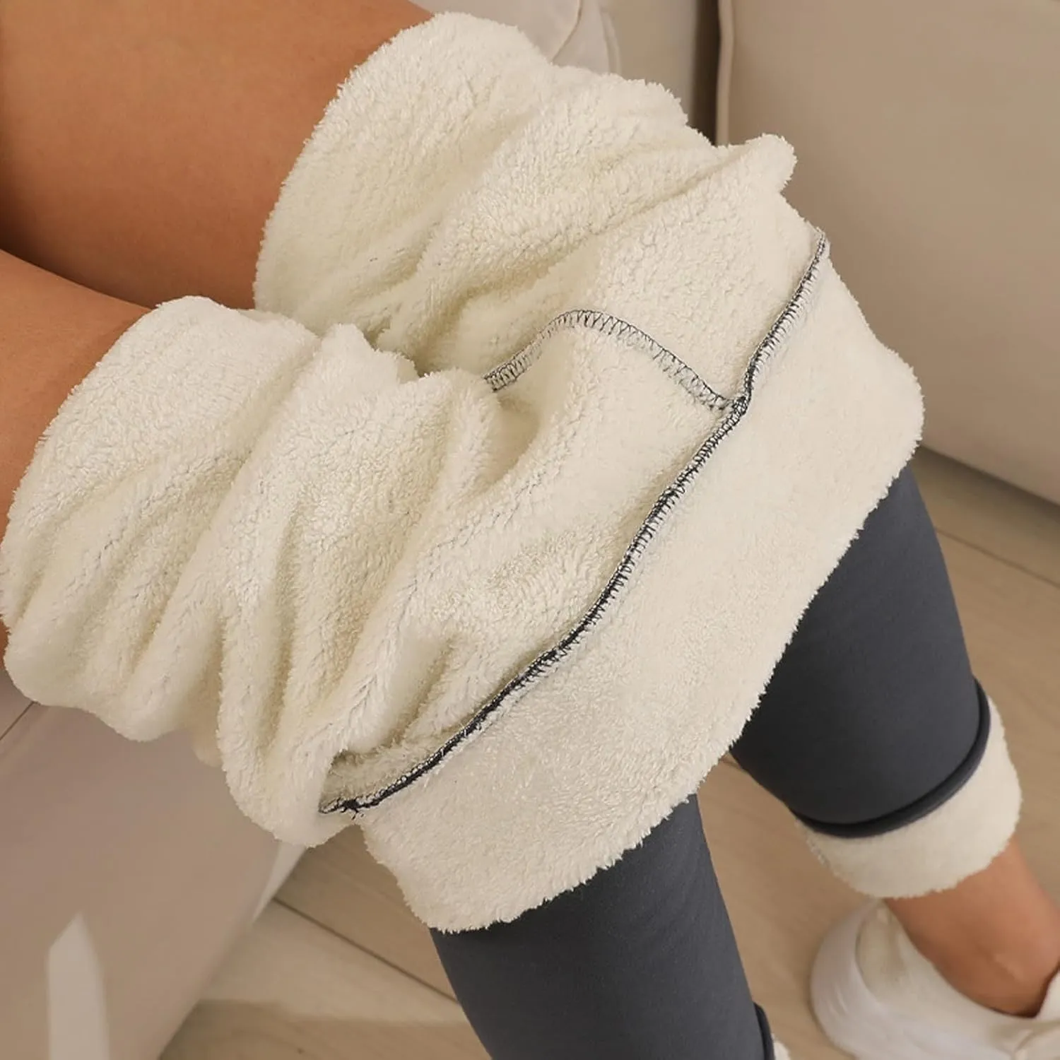 Gumipy Women Fleece Lined Leggings High Waisted Thermal Sherpa Sweatpants Soft Comfy Joggers Tummy Control Winter Pants