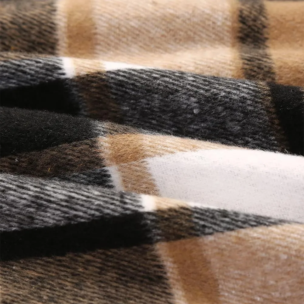 Long Plaid Wool Skirt for Womens Winter Fall Warm High Elastic Waist A line Flared Pleated Wool Tartan Skirts