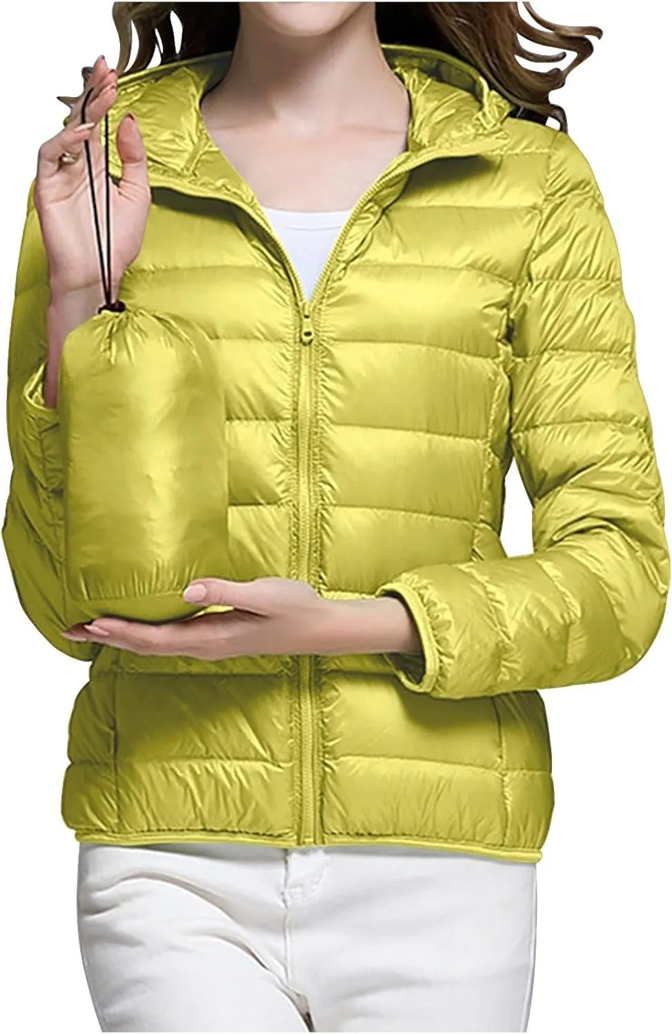 Packable Puffer Jacket Women Lightweight Winter Down Jacket with Hood Quilted Puffer Jacket Casual Full Zip Outerwear