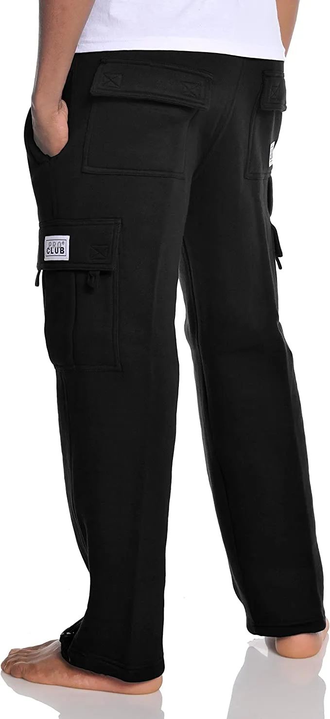 Pro Club Men's Heavyweight Fleece Cargo Pants (Black, Medium)