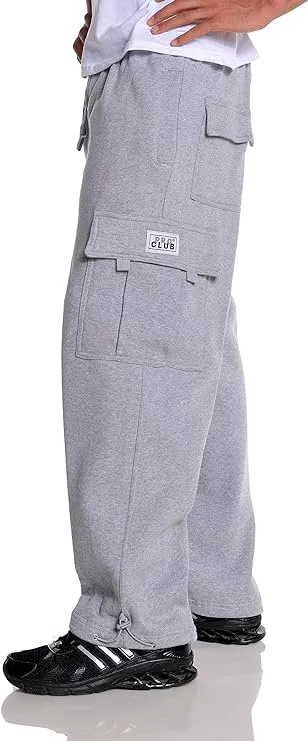 Pro Club Men's Heavyweight Fleece Cargo Pants (Heather Gray, Small)
