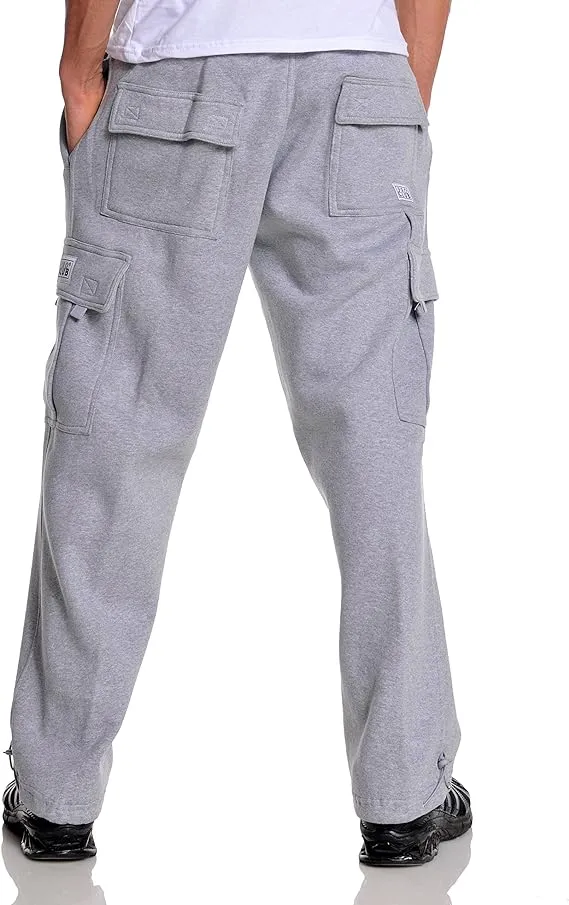 Pro Club Men's Heavyweight Fleece Cargo Pants (Heather Gray, Small)
