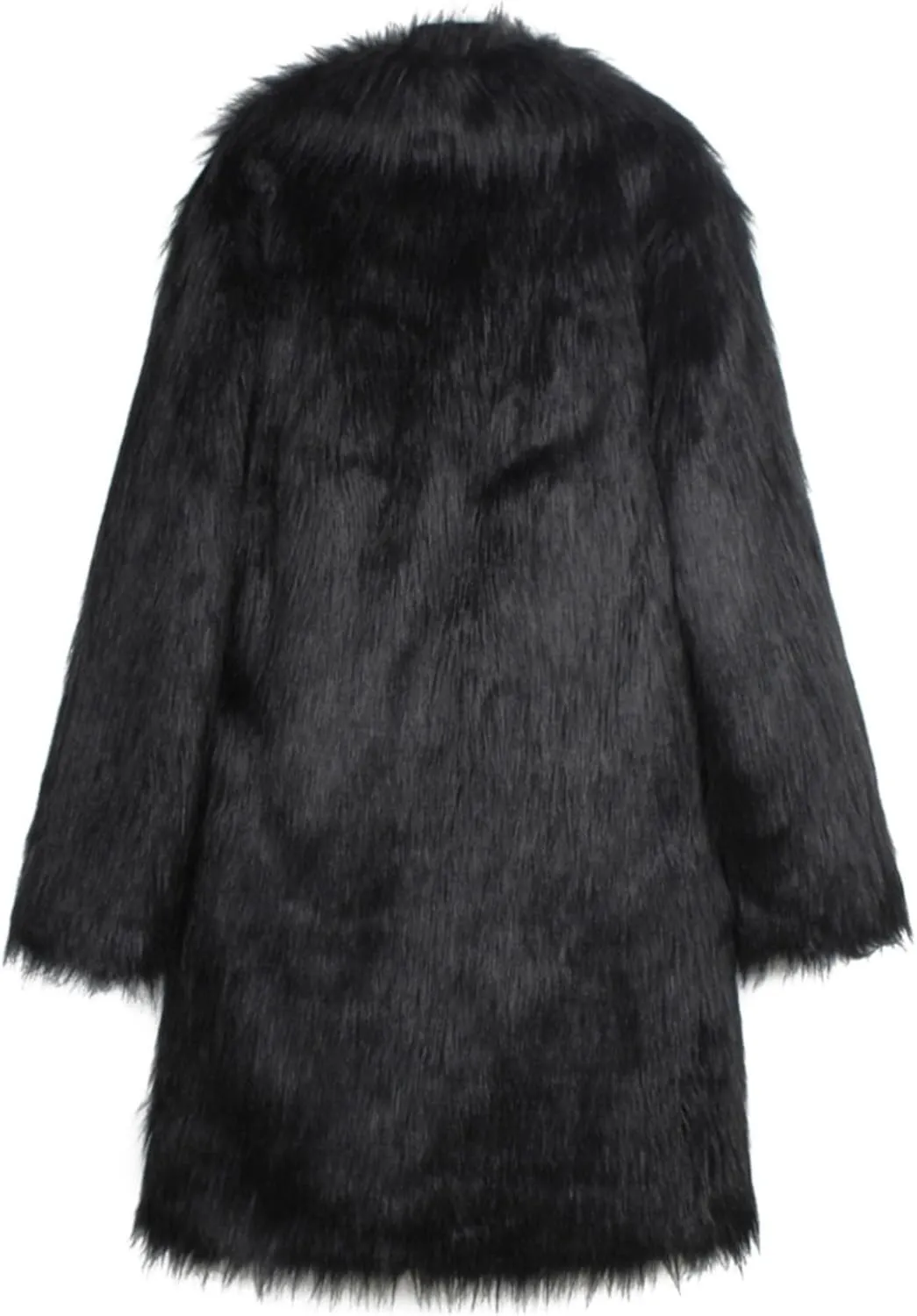 QWENTMTNTY Men Fluffy Long Faux Fur Coat Fashion Heavyweight Warm Winter Coats Thicken Faux Shearling Cardigan Overcoat