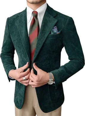 Wangyue Mens Corduroy Blazer Sport Coat Casual Blazer for Men Corduroy Jacket Notch Lapel One Button Blazer Jacket