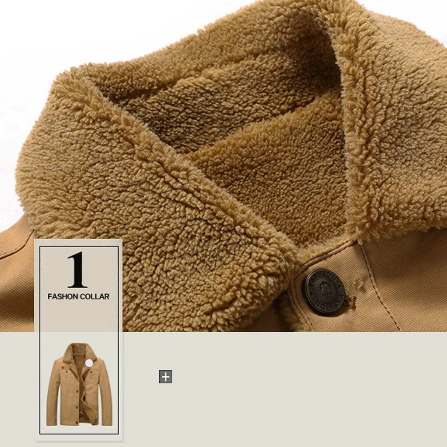 Winter Coats for Men Fleece Lined Jacket Button Down Fur Coat Trucker Jacket Fur Lapel Coat Warm Winter Coats