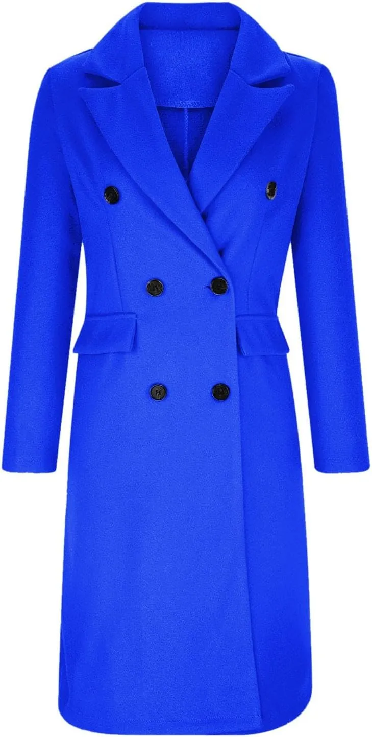 Winter Coats for Women Wool Blend Pea Coat Camel Notched Collar Double Breasted Outerwear Jacket