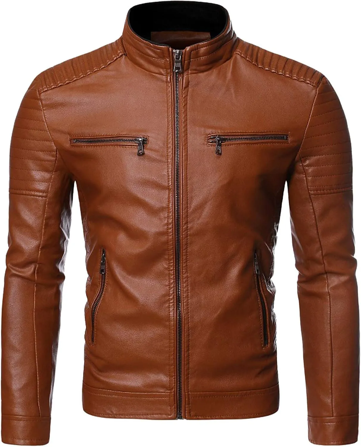 Winter Jackets for Men Fall Jackets for Men Winter Casual Stand Collar Leather Jacket Coat Faux Fur Lined Jacket