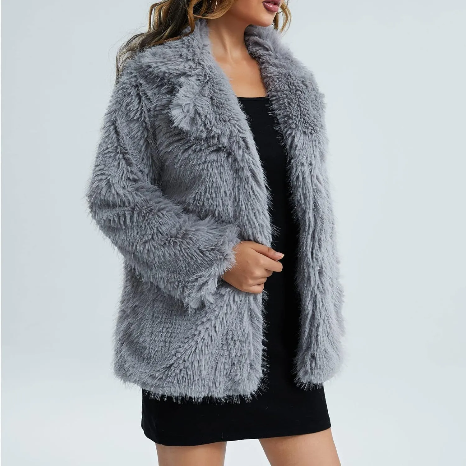 Women's Coats Autumn And Winter Plush Long Sleeve Warm Cardigan Coat, S-2XL