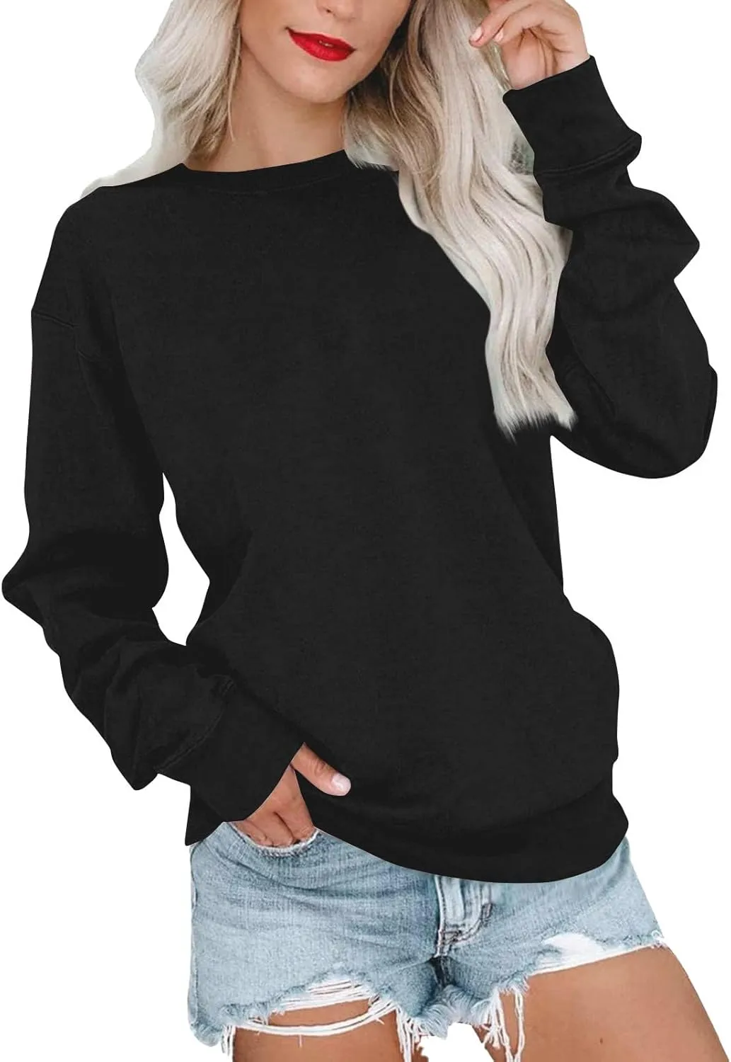 Womens Crewneck Oversized Sweatshirt Casual Long Sleeve Pullover Tops Fashion 2024 Outfits Y2k Clothes