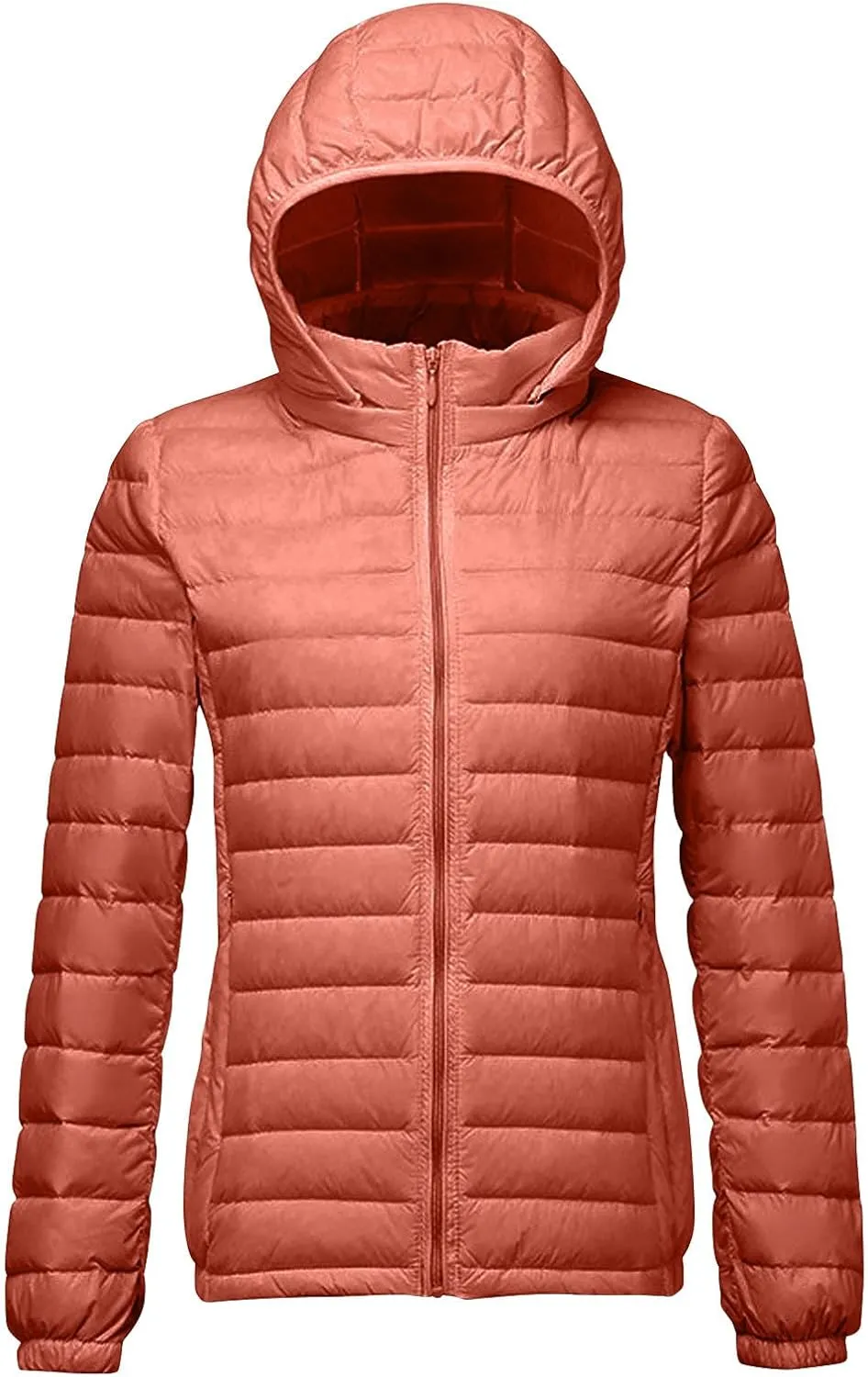 Women's Warm Winter Coats Insulated Lightweight Cropped Puffer Coats Packable Solid Hooded Zipper Down Jackets