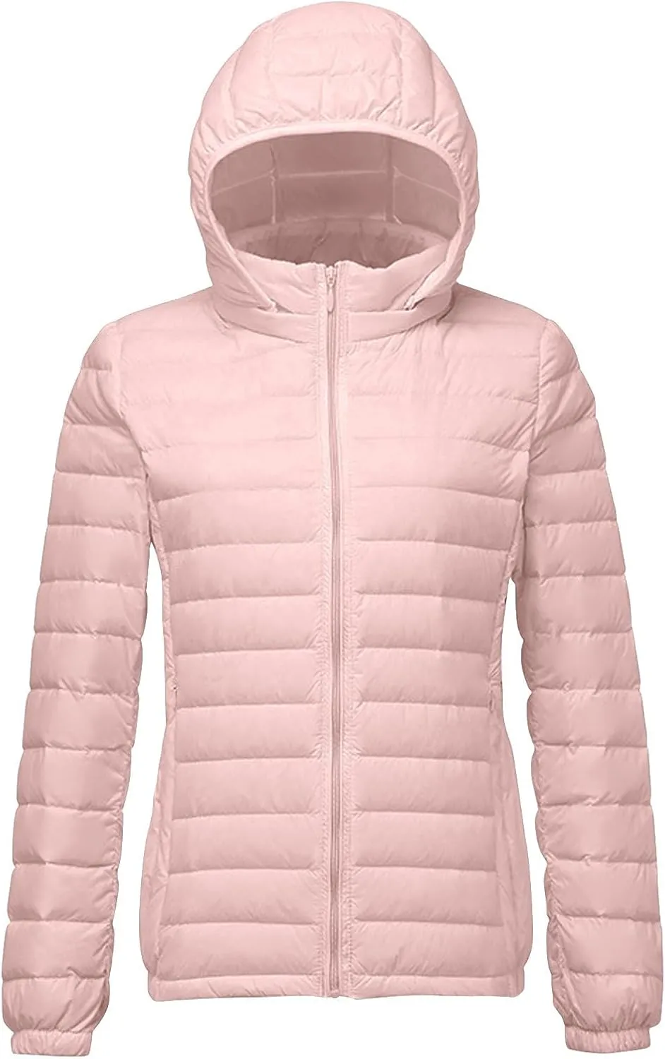 Women's Warm Winter Coats Insulated Lightweight Cropped Puffer Coats Packable Solid Hooded Zipper Down Jackets