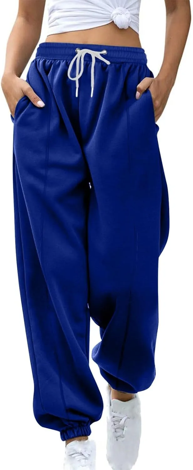 Womens Winter Sweatpants Thermal Fleece Lined Jogger Pants Elastic High Waist Athletic Lounge Thick Sweatpant
