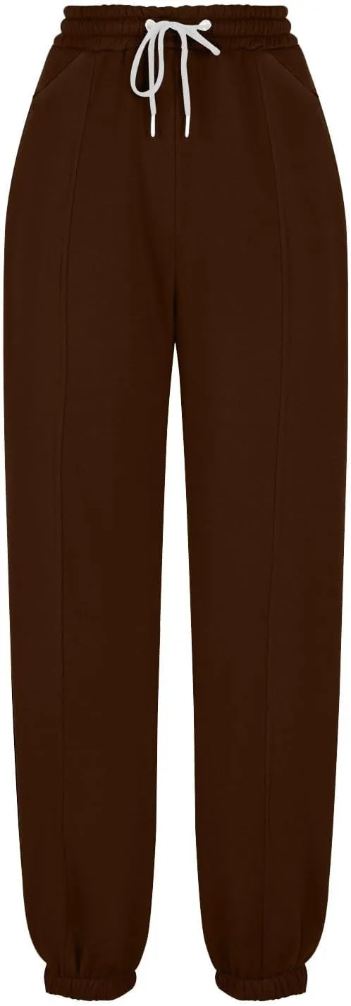 Womens Winter Sweatpants Thermal Fleece Lined Jogger Pants Elastic High Waist Athletic Lounge Thick Sweatpant