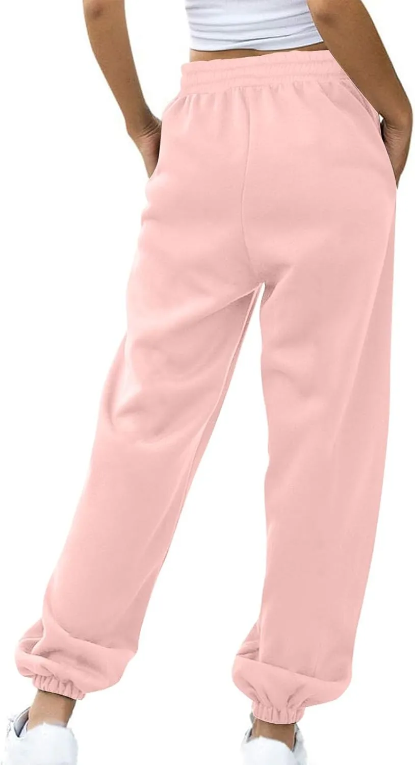 Womens Winter Sweatpants Thermal Fleece Lined Jogger Pants Elastic High Waist Athletic Lounge Thick Sweatpant