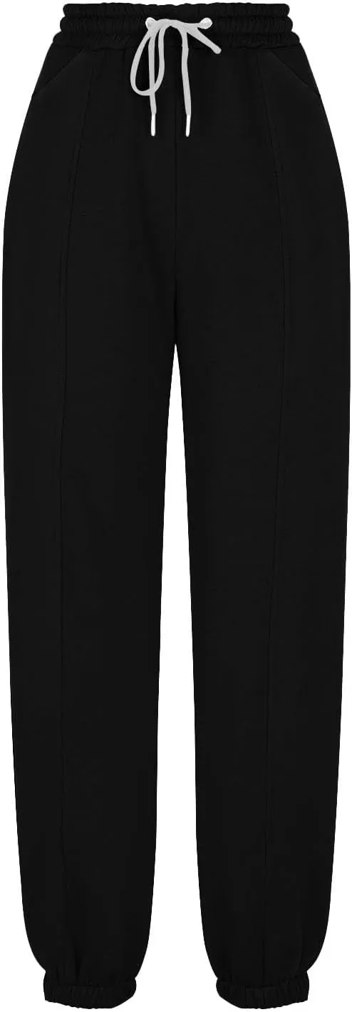 Womens Winter Sweatpants Thermal Fleece Lined Jogger Pants Elastic High Waist Athletic Lounge Thick Sweatpant