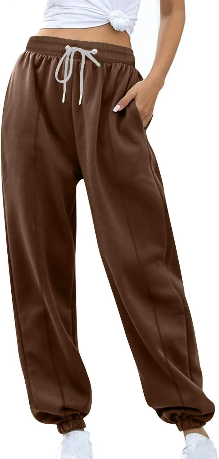 Womens Winter Sweatpants Thermal Fleece Lined Jogger Pants Elastic High Waist Athletic Lounge Thick Sweatpant