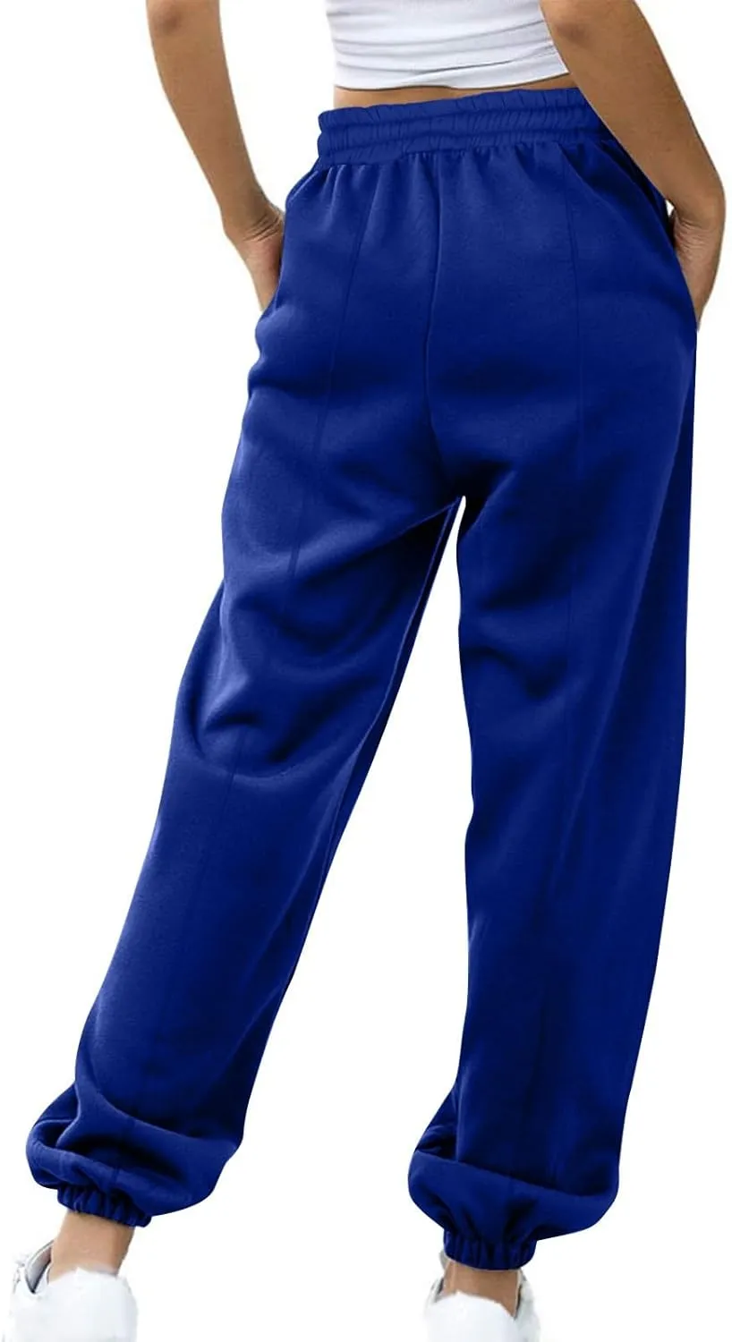 Womens Winter Sweatpants Thermal Fleece Lined Jogger Pants Elastic High Waist Athletic Lounge Thick Sweatpant