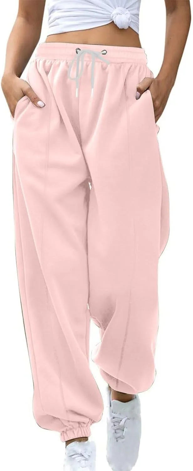Womens Winter Sweatpants Thermal Fleece Lined Jogger Pants Elastic High Waist Athletic Lounge Thick Sweatpant