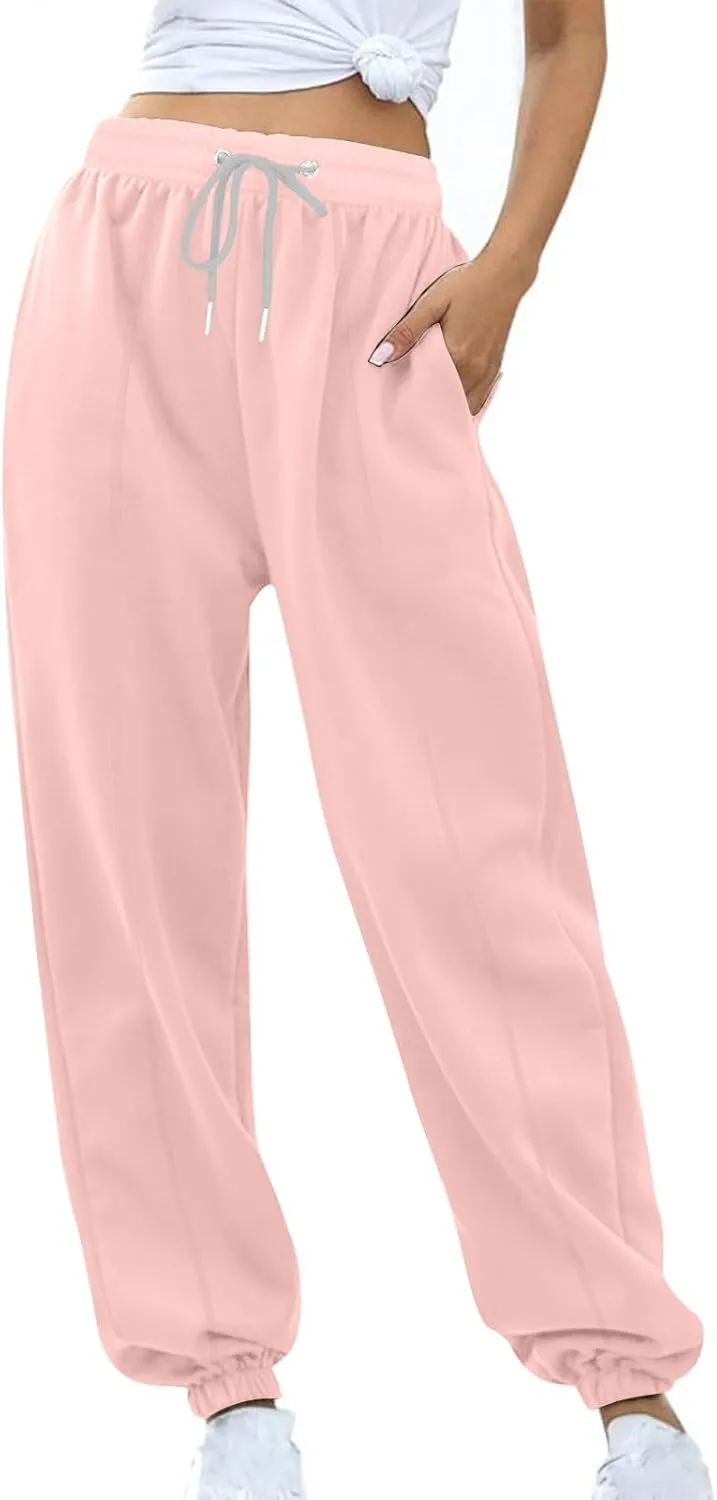 Womens Winter Sweatpants Thermal Fleece Lined Jogger Pants Elastic High Waist Athletic Lounge Thick Sweatpant